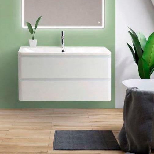 Мебель для ванной комнаты BelBagno Albano 100 подвесная, bianco lucido