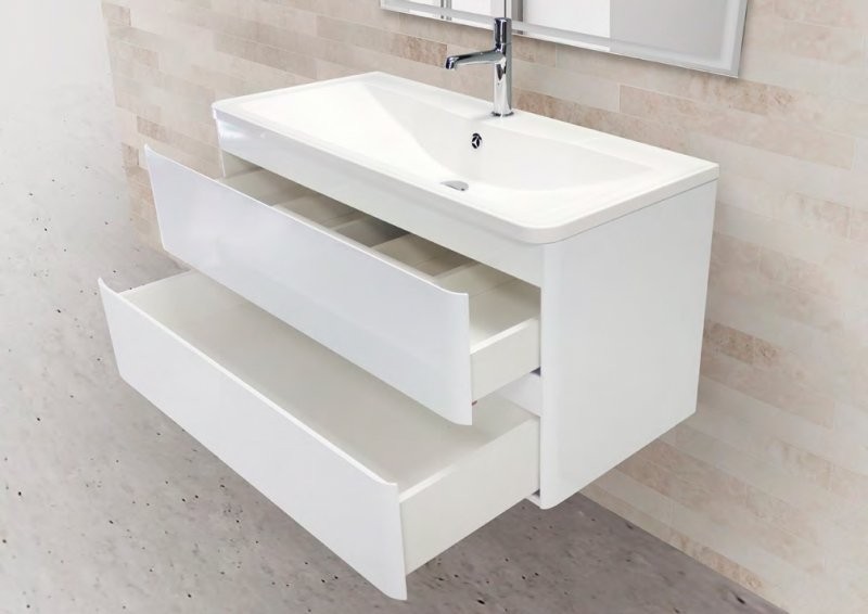 Мебель для ванной комнаты BelBagno Albano 100 подвесная, bianco lucido