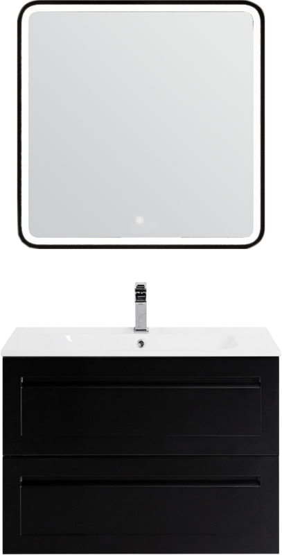 Тумба с раковиной Art&Max Platino 80 подвесная, черная матовая