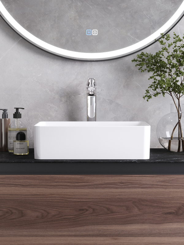 Накладная раковина Cezares 41 глянцевая белая, прямоугольная, фаянс