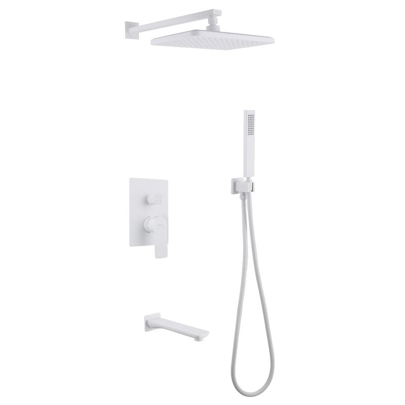 Душевой комплект Abber Weiss Insel AF8017FW С ВНУТРЕННЕЙ ЧАСТЬЮ, матовый белый