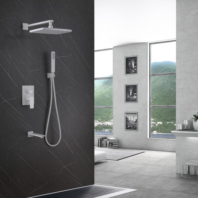 Душевой комплект Abber Weiss Insel AF8017FW С ВНУТРЕННЕЙ ЧАСТЬЮ, матовый белый