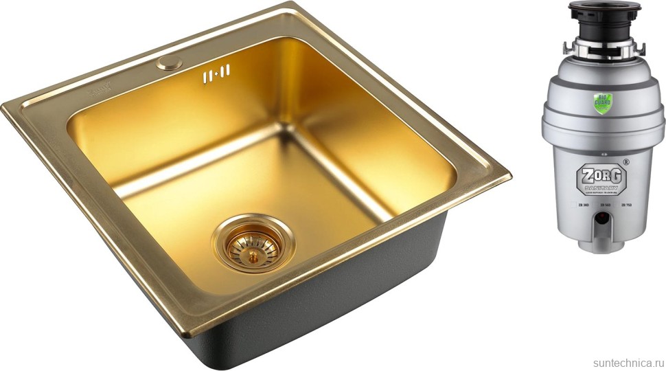 Комплект Мойка Zorg Inox PVD SZR-5050 bronze + Измельчитель Inox D