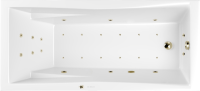 Акриловая ванна WHITECROSS Palace Ultra 170x75 см, встраиваемая, с гидромассажем, белый глянец, с каркасом, со сливом-переливом, фурнитура бронза