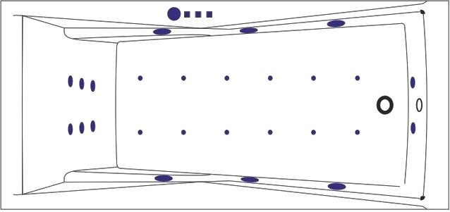 Акриловая ванна WHITECROSS Palace Ultra 170x75 см, встраиваемая, с гидромассажем, белый глянец, с каркасом, со сливом-переливом, фурнитура бронза