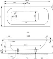 Стальная ванна Bette Classic 180x70 см, встраиваемая, на ножках, с самоочищающимся покрытием, с шумоизоляцией