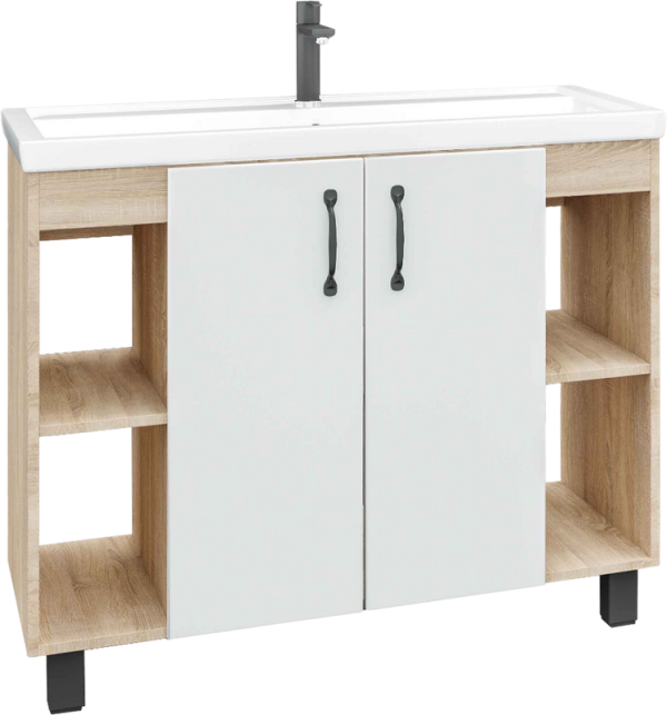 Тумба под раковину Grossman Флай 100 дуб сонома, белая