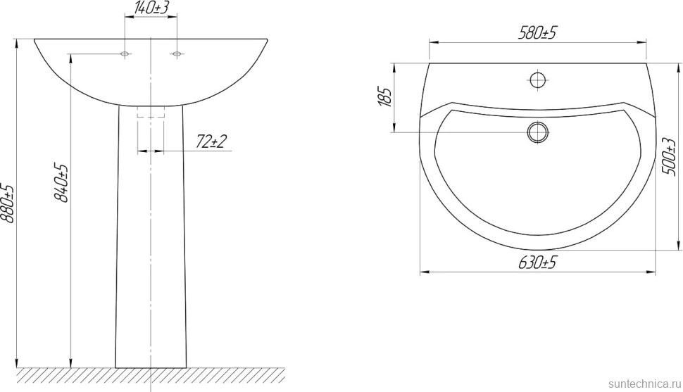 Раковина подвесная DIWO Муром 0114 63 белая, фаянс
