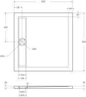 Поддон для душа BelBagno Due 90х90 см с сифоном