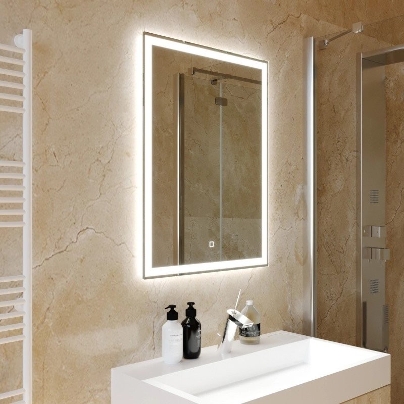 Зеркало Mixline Норма -Лайт 60 с подсветкой, алюминиевый профиль