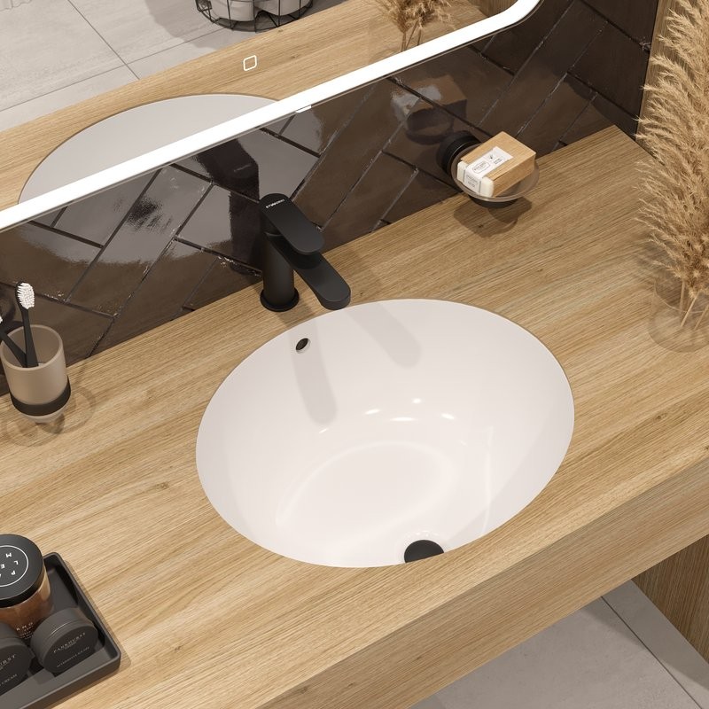 Раковина встраиваемая снизу STWORKI Копенгаген S42411WH 49 глянцевая белая, овальная