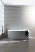 Акриловая ванна Allen Brau Priority 5 L 160x80 см, левая, пристенная, белая, асимметричная, на ножках, с экраном, со сливом-переливом