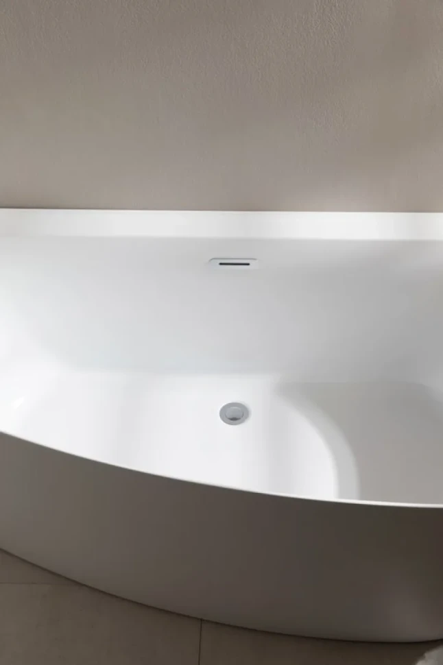 Акриловая ванна Allen Brau Priority 5 L 160x80 см, левая, пристенная, белая, асимметричная, на ножках, с экраном, со сливом-переливом