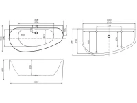 Акриловая ванна Allen Brau Priority 5 L 160x80 см, левая, пристенная, белая, асимметричная, на ножках, с экраном, со сливом-переливом