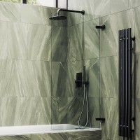 Шторка на ванну Maybahglass MGV-645-6 70 см, профиль черный, стекло прозрачное