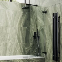 Шторка на ванну Maybahglass MGV-645-6 70 см, профиль черный, стекло прозрачное