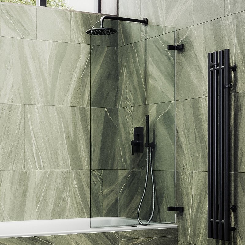 Шторка на ванну Maybahglass MGV-645-6 70 см, профиль черный, стекло прозрачное