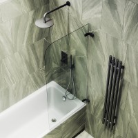 Шторка на ванну Maybahglass MGV-645-6 70 см, профиль черный, стекло прозрачное