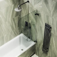 Шторка на ванну Maybahglass MGV-645-6 70 см, профиль черный, стекло прозрачное