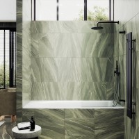 Шторка на ванну Maybahglass MGV-645-6 70 см, профиль черный, стекло прозрачное