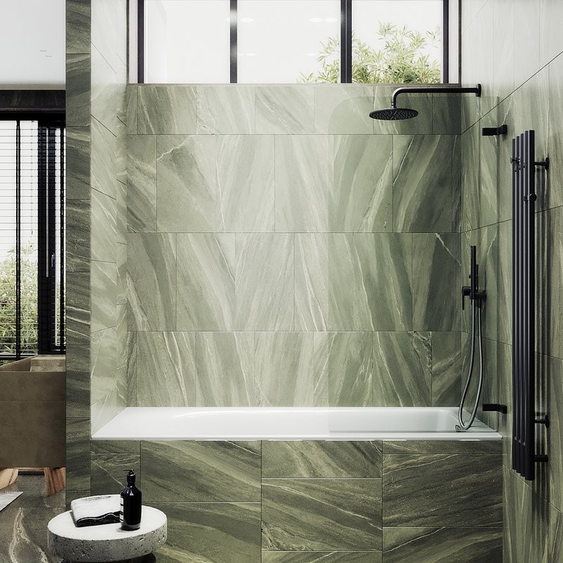 Шторка на ванну Maybahglass MGV-645-6 70 см, профиль черный, стекло прозрачное