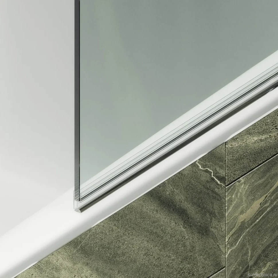 Шторка на ванну Maybahglass MGV-645-6 70 см, профиль черный, стекло прозрачное