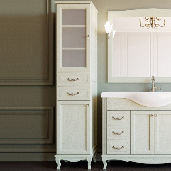 Шкаф пенал для ванной ValenHouse Эллина 40 L слоновая кость, фурнитура хром