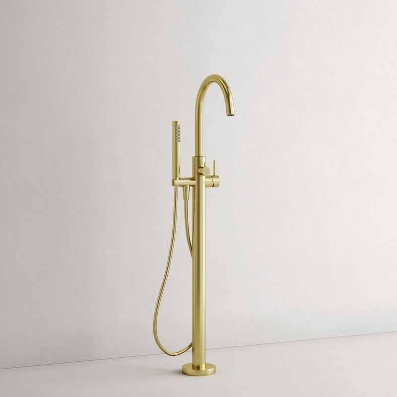 Смеситель для ванны напольный Sancos Etna, брашированное золото, PVD покрытие, SC9009BG