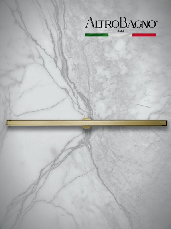 Душевой трап (лоток) AltroBagno Supremo AltroBagnoSupremo071237BG 80 см, решетка матовое золото, с сифоном, под плитку