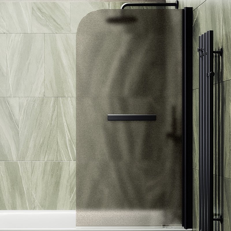 Шторка на ванну Maybahglass MGV-784-6 70x140, профиль черный, стекло матовая бронза