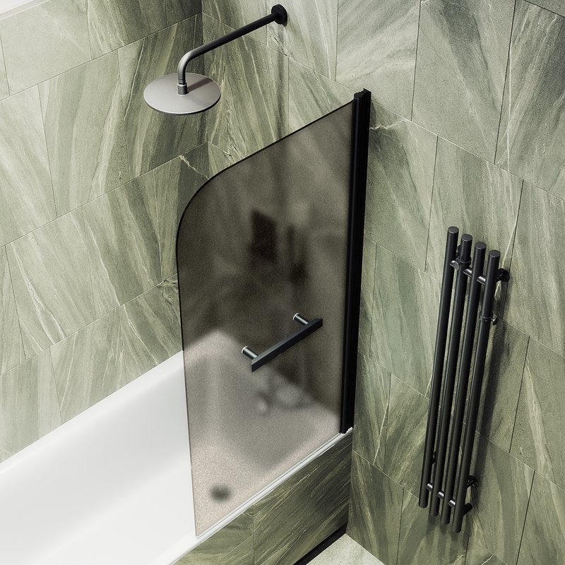Шторка на ванну Maybahglass MGV-784-6 70x140, профиль черный, стекло матовая бронза