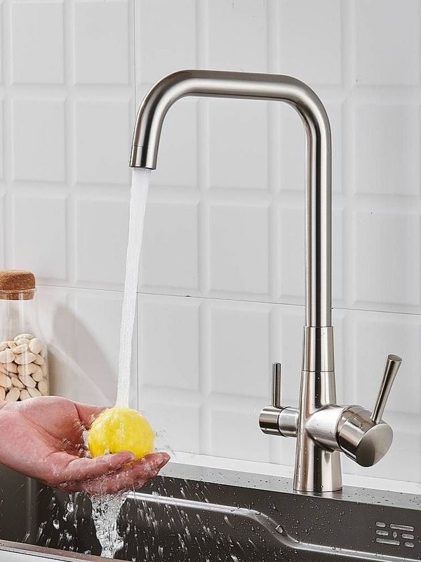 Смеситель для кухни с подключением фильтра Shevanik S528L, сатин