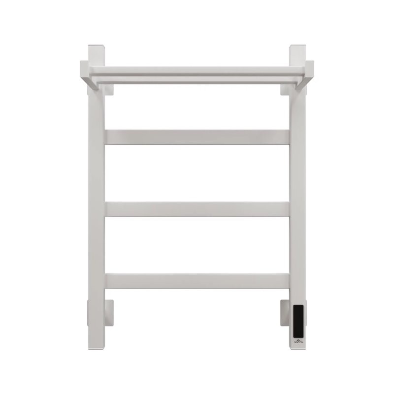 Полотенцесушитель электрический Grota Lore 430х600 RAL9016 EL 60x45 см, подключение справа, слева, скрытое подключение справа, матовый белый, лесенка, из стали, с полкой
