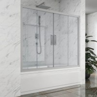 Шторка на ванну Kubele DE019 P4-CLN-MT 165х150 см, профиль матовый хром