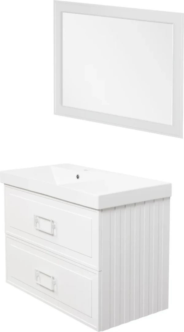 Мебель для ванной комнаты La Fenice Cubo Twin 90 L белая, ручки белые