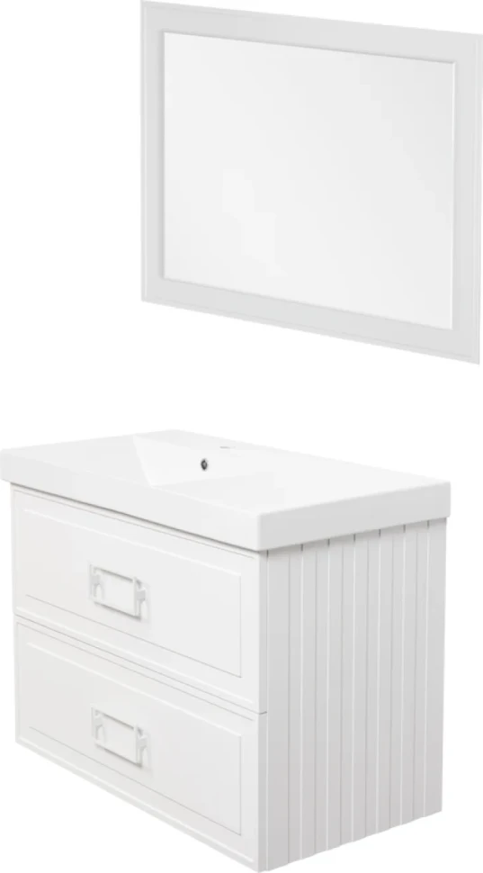 Мебель для ванной комнаты La Fenice Cubo Twin 90 L белая, ручки белые