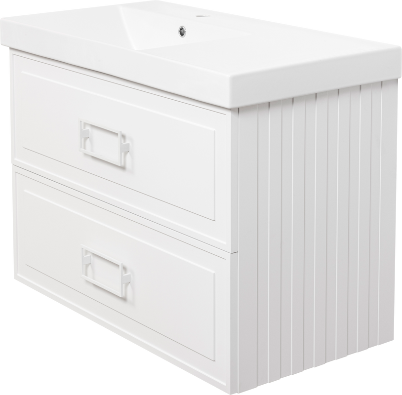 Мебель для ванной комнаты La Fenice Cubo Twin 90 L белая, ручки белые