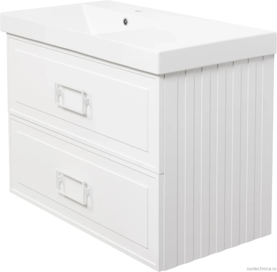 Мебель для ванной комнаты La Fenice Cubo Twin 90 L белая, ручки белые