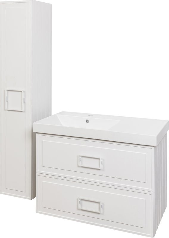 Мебель для ванной комнаты La Fenice Cubo Twin 90 L белая, ручки белые