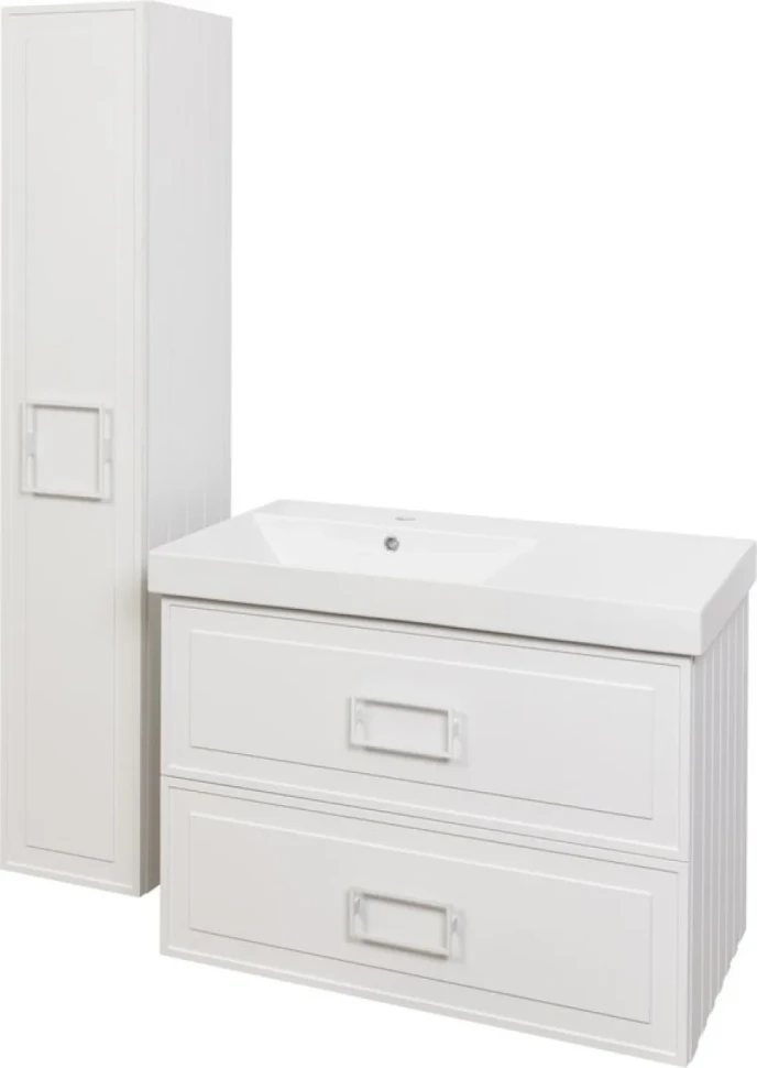Мебель для ванной комнаты La Fenice Cubo Twin 90 L белая, ручки белые