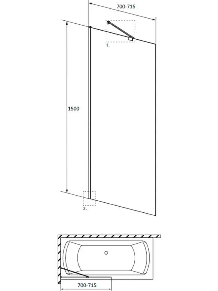 Шторка на ванну Radaway Idea Black PNJ II 70