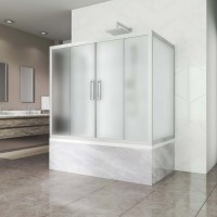 Шторка на ванну Kubele DE019 P4U-MAT-MT, 160х70 см, профиль матовый хром