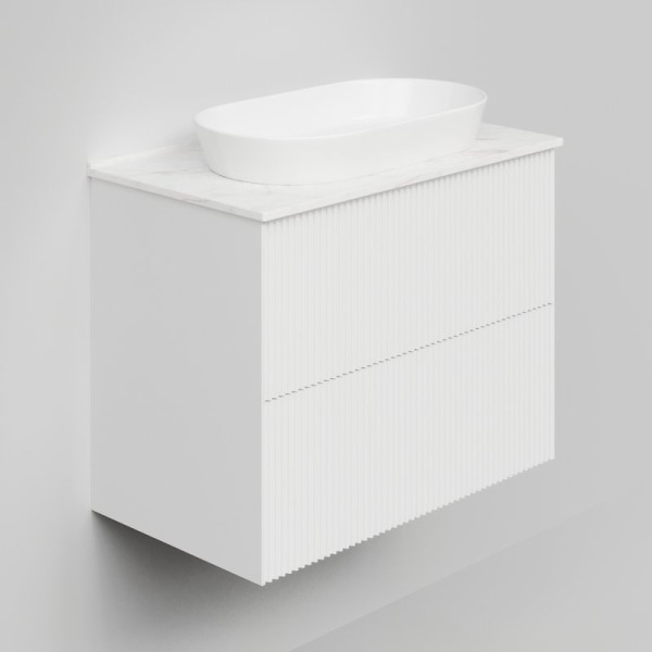 Тумба с раковиной La Fenice Terra Twin 80 подвесная, bianca, столешница белый мрамор, раковина белая матовая