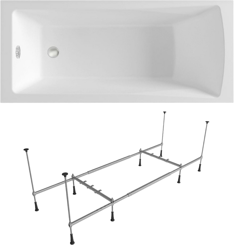 Акриловая ванна Lavinia Boho One 180x80 см, встраиваемая, белая, с каркасом