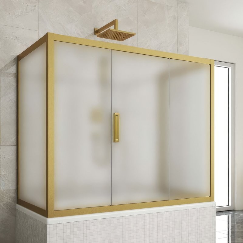Шторка на ванну Kubele DE019 P3U-MAT-BR, 170х75 см, профиль бронза