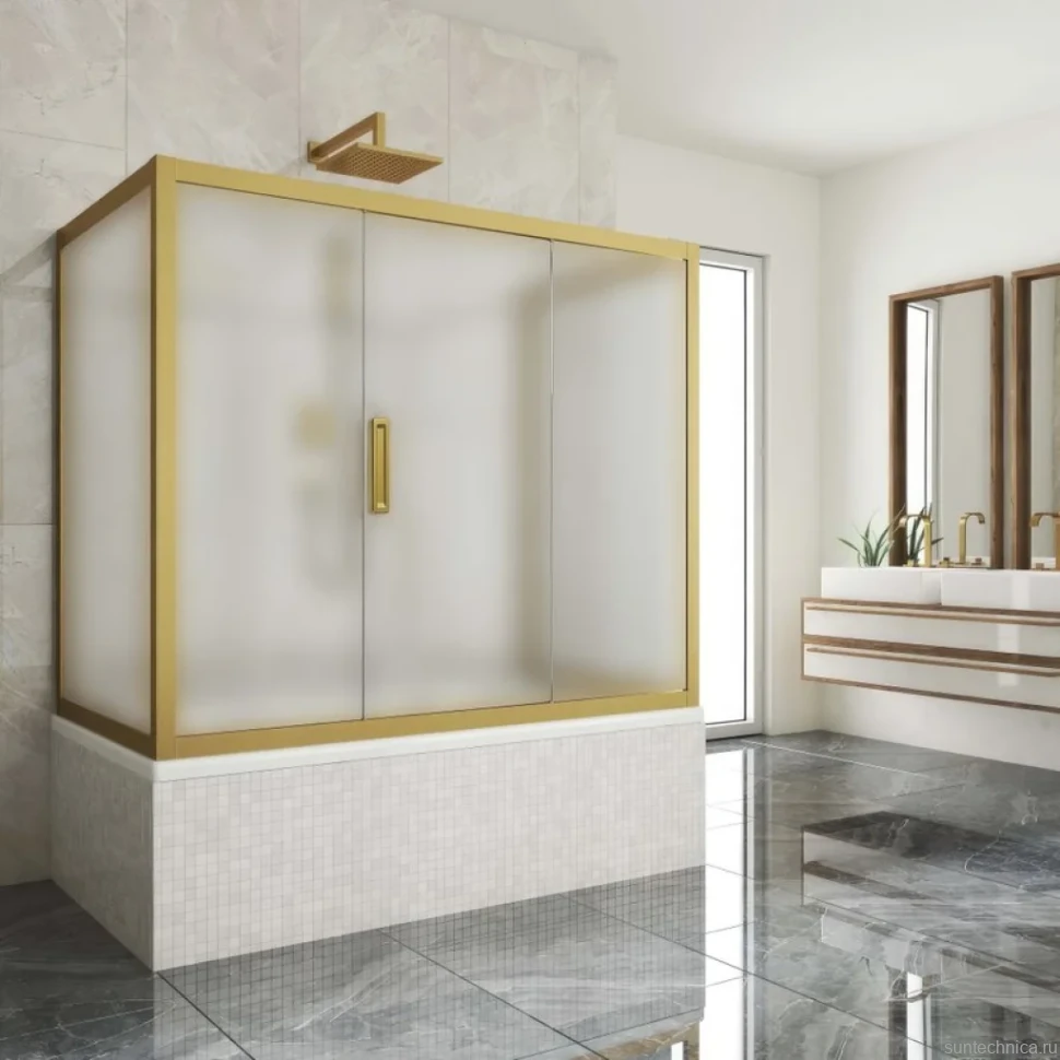 Шторка на ванну Kubele DE019 P3U-MAT-BR, 170х75 см, профиль бронза