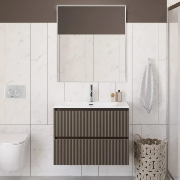 Мебель для ванной комнаты BelBagno Uno-mini 100 подвесная, 2 ящика, матовая бежевая