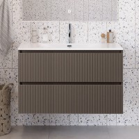 Мебель для ванной комнаты BelBagno Uno-mini 100 подвесная, 2 ящика, матовая бежевая