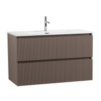 Мебель для ванной комнаты BelBagno Uno-mini 100 подвесная, 2 ящика, матовая бежевая