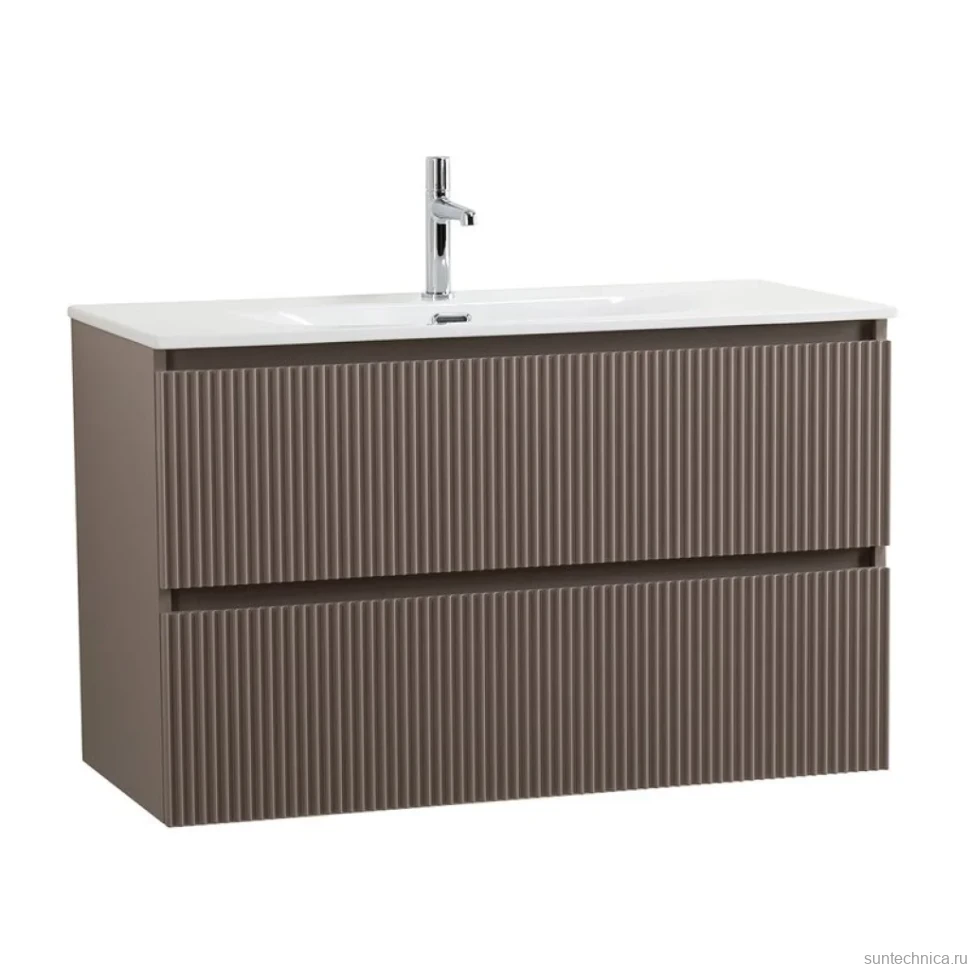 Мебель для ванной комнаты BelBagno Uno-mini 100 подвесная, 2 ящика, матовая бежевая